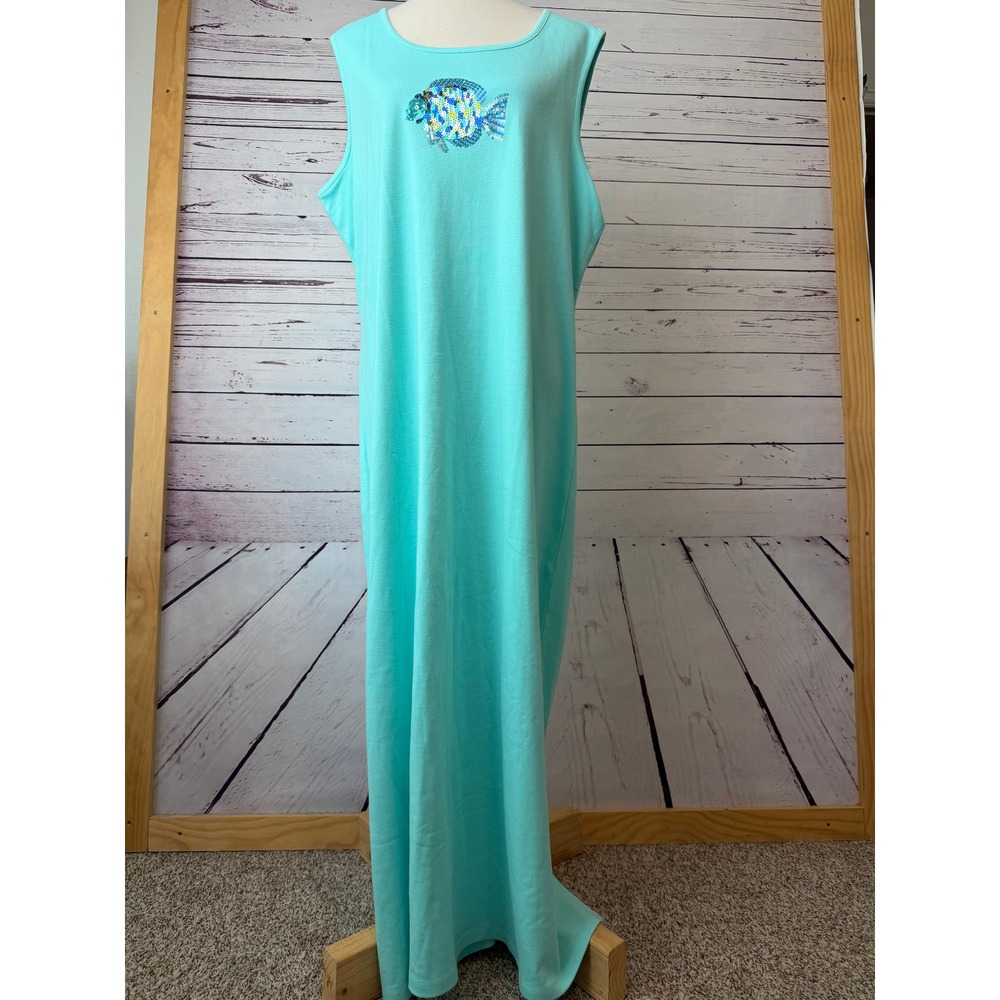 Quacker Factory Maxi Dress Extra Large XL Sequin Fish Sleeveless Knit NWOT Long